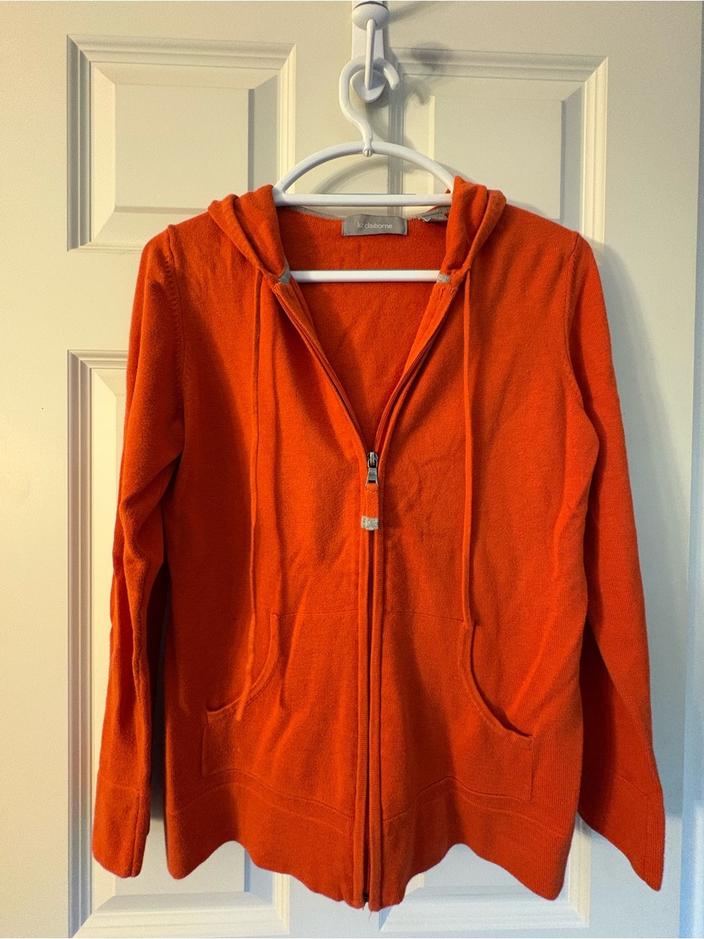 Talbots Women’s Orange Hooded Zip-Front Sweater